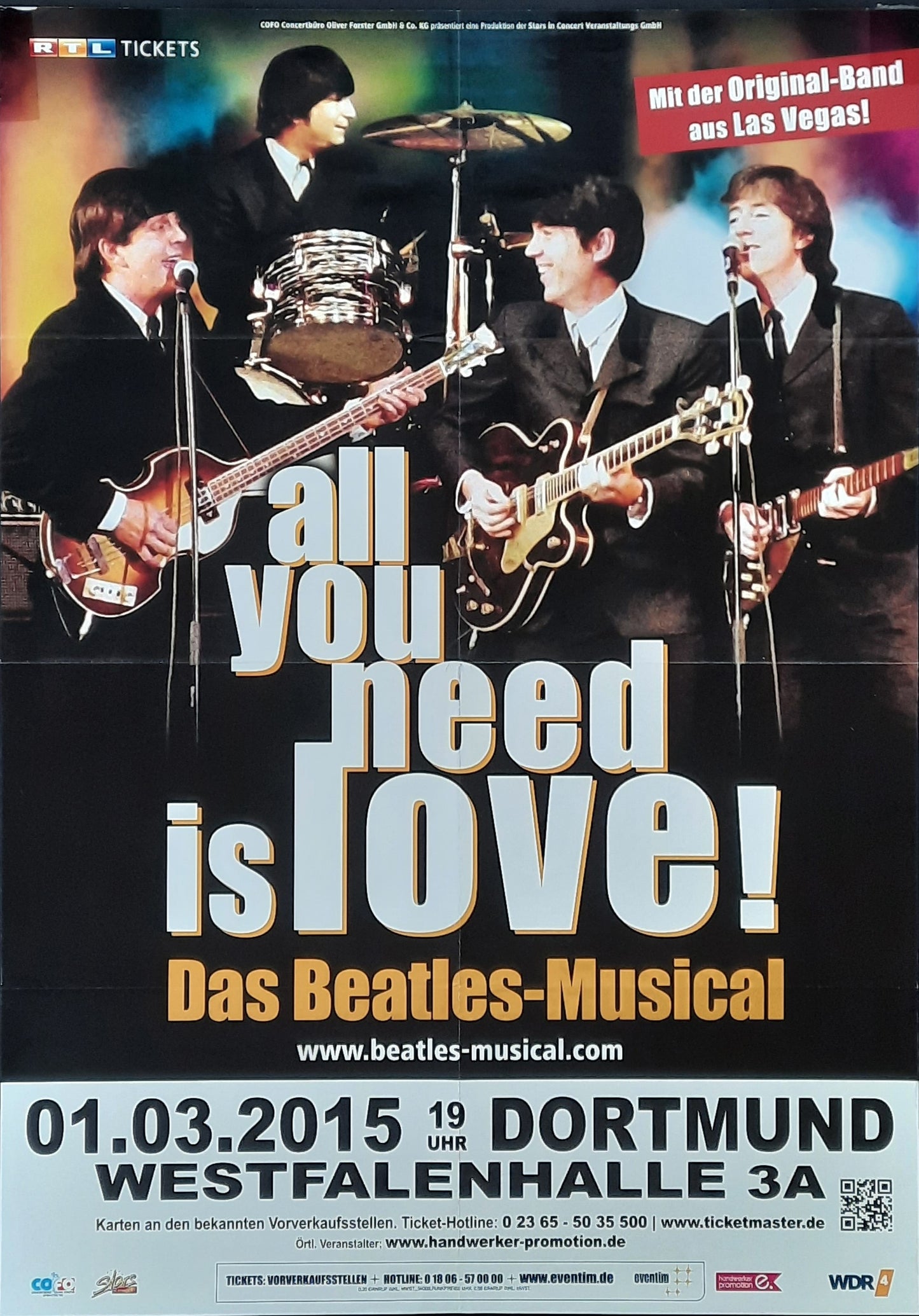 BEATLES - MUSICAL 2015 Original Show Poster - March 01 Dortmund Germany