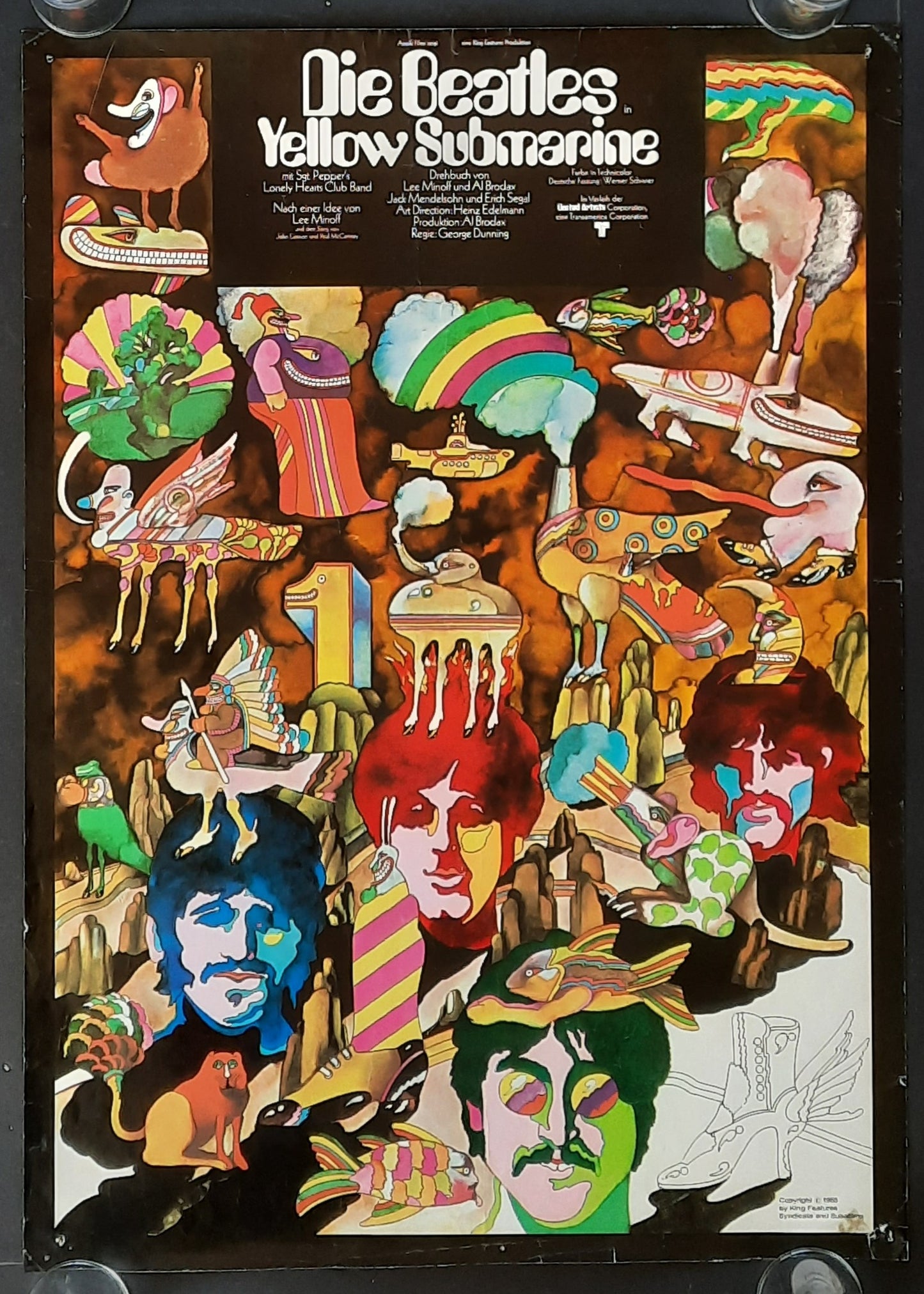 BEATLES 1968 Original Promotion Poster - Movie YELLOW SUBMARINE