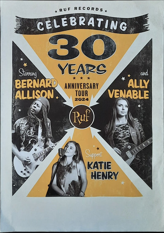 BERNARD ALLISON 2024 Original Concert Poster - 30 Years RUF Records Celebration