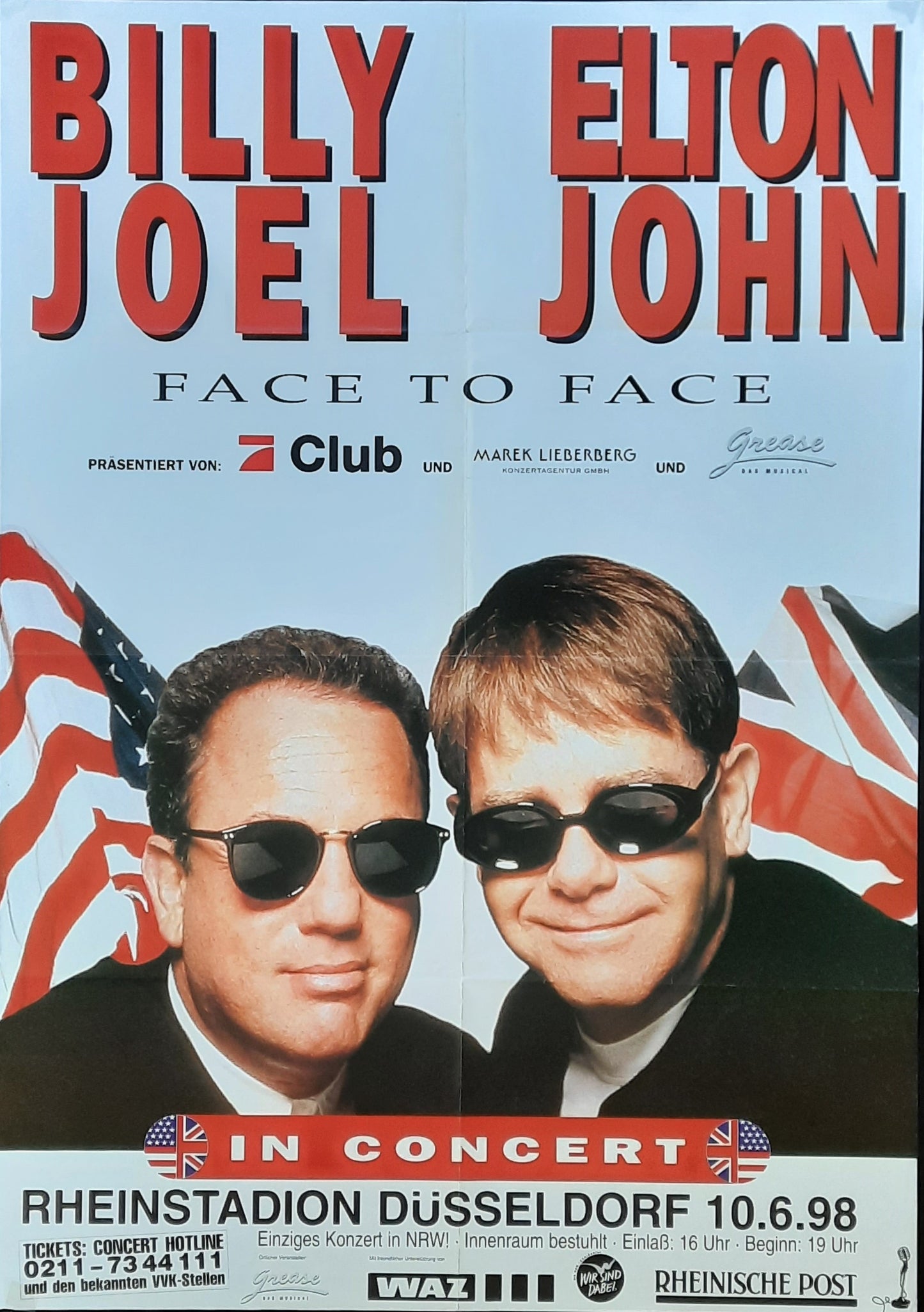 BILLY JOEL - ELTON JOHN Original Concert Poster June 10, 1998 Duesseldorf Germany 1