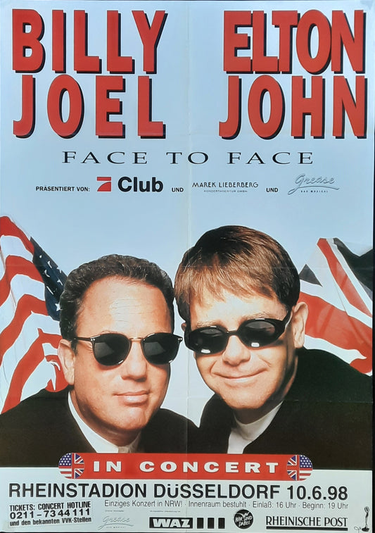 BILLY JOEL - ELTON JOHN Original Concert Poster June 10, 1998 Duesseldorf Germany 1
