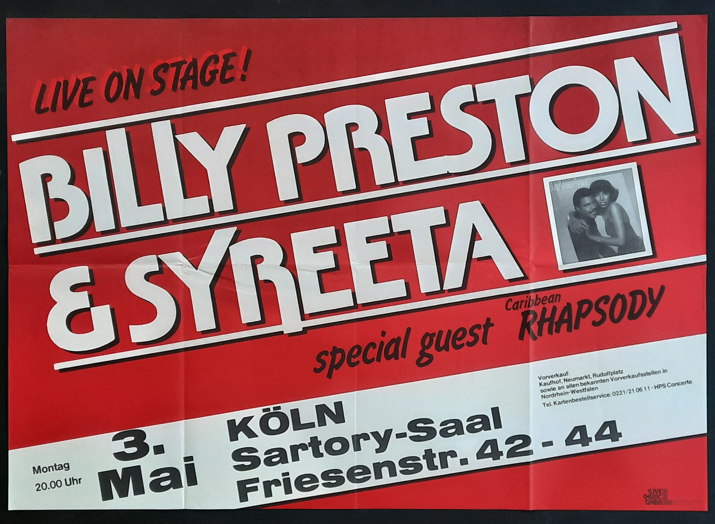 BILLY PRESTON & SYREETA Original Concert Poster 1981 Köln Germany