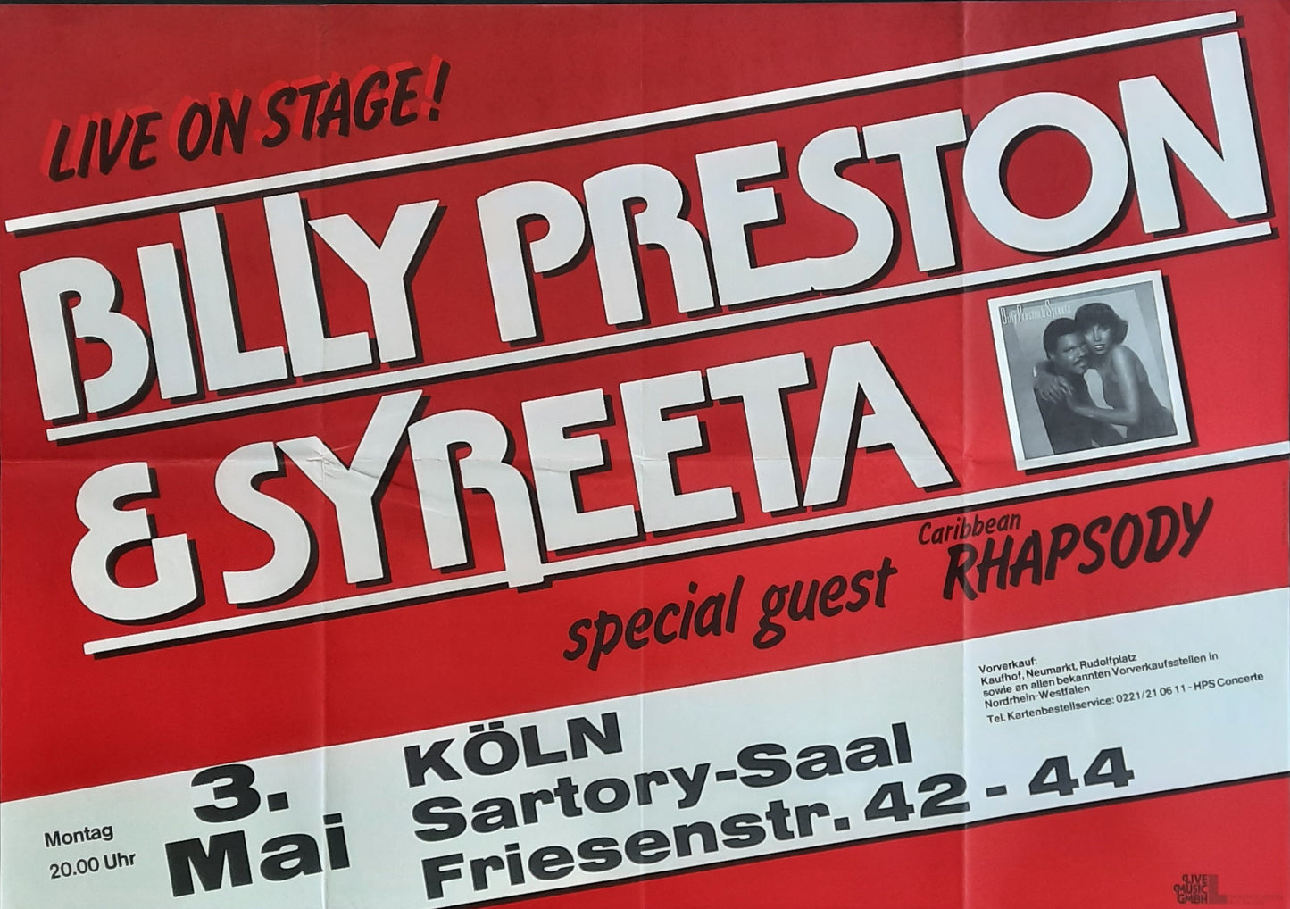 BILLY PRESTON & SYREETA Original Concert Poster 1981 Köln Germany 1