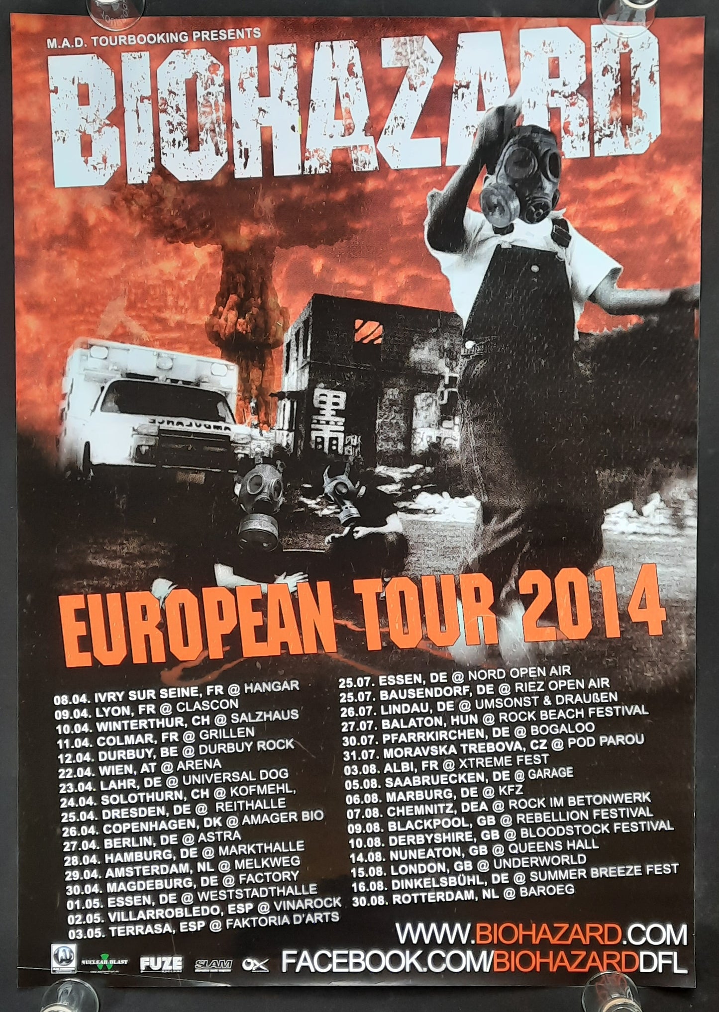 BIOHAZARD Original Concert Poster 2014 European Tour
