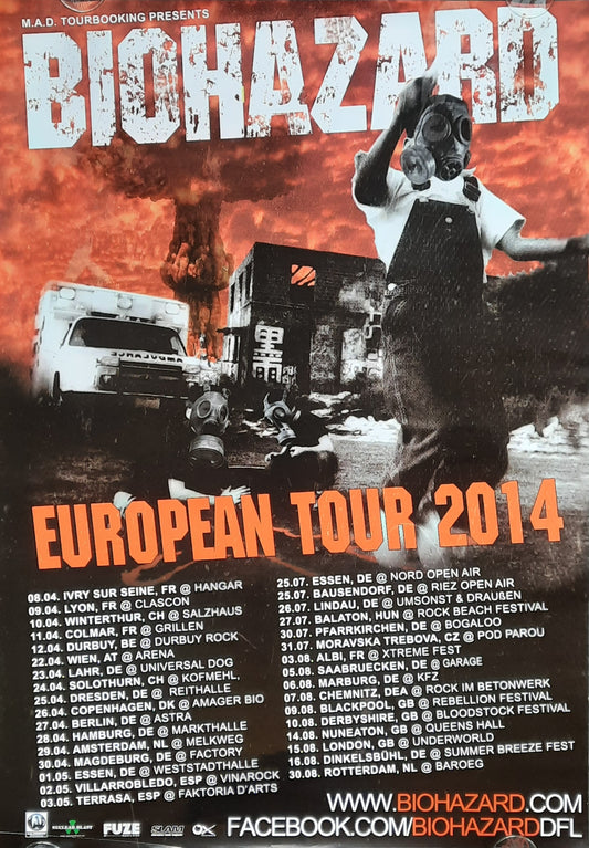 BIOHAZARD Original Concert Poster 2014 European Tour 1