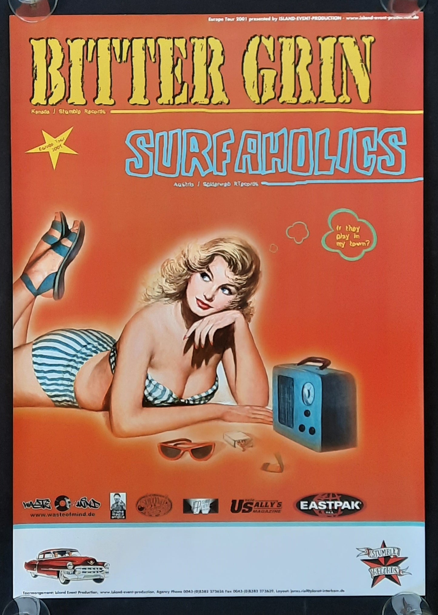 BITTER GRIN - SURFAHOLIES Original Concert Poster 2001 Austria