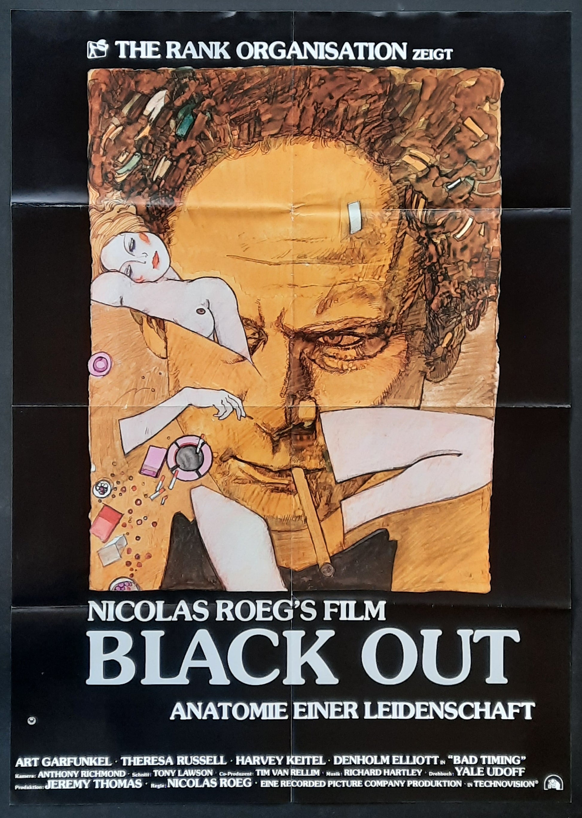 BLACK OUT Original Movie Poster 1980 Art Garfunkel Theresa Russel Nicolas Roege Germany 1
