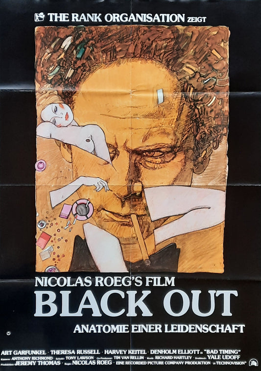 BLACK OUT Original Movie Poster 1980 Art Garfunkel Theresa Russel Nicolas Roege Germany 1