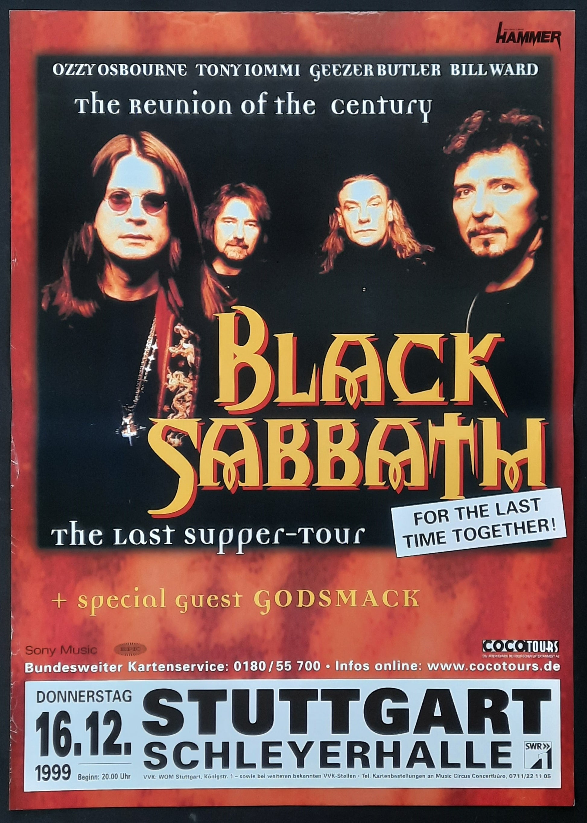 BLACK SABBATH Original Concert Poster December 16, 1999 Stuttgart Germany 1