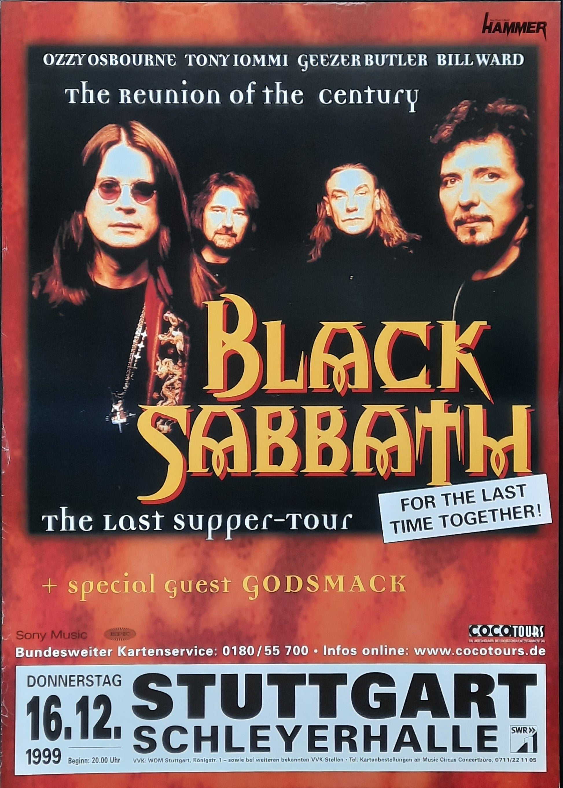BLACK SABBATH Original Concert Poster December 16, 1999 Stuttgart Germany 1