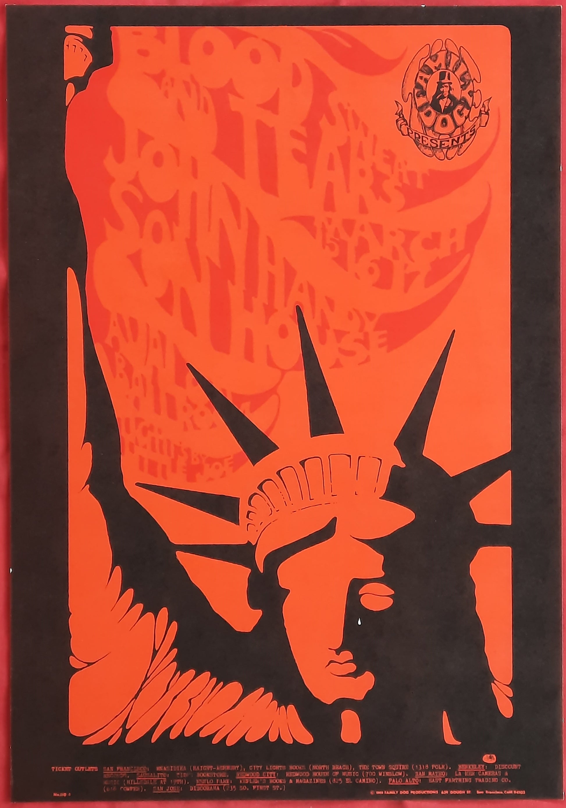 BLOOD SWEAT AND TEARS Original Concert Poster 1968 Avalon Ballroom San Francisco 11