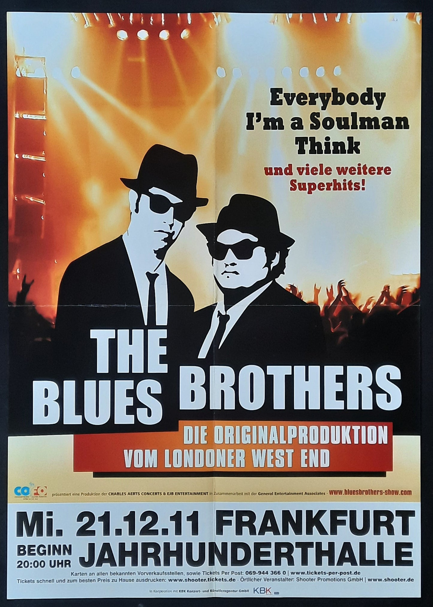BLUES BROTHERS 2011 Original Show Poster -December 21 Frankfurt Germany
