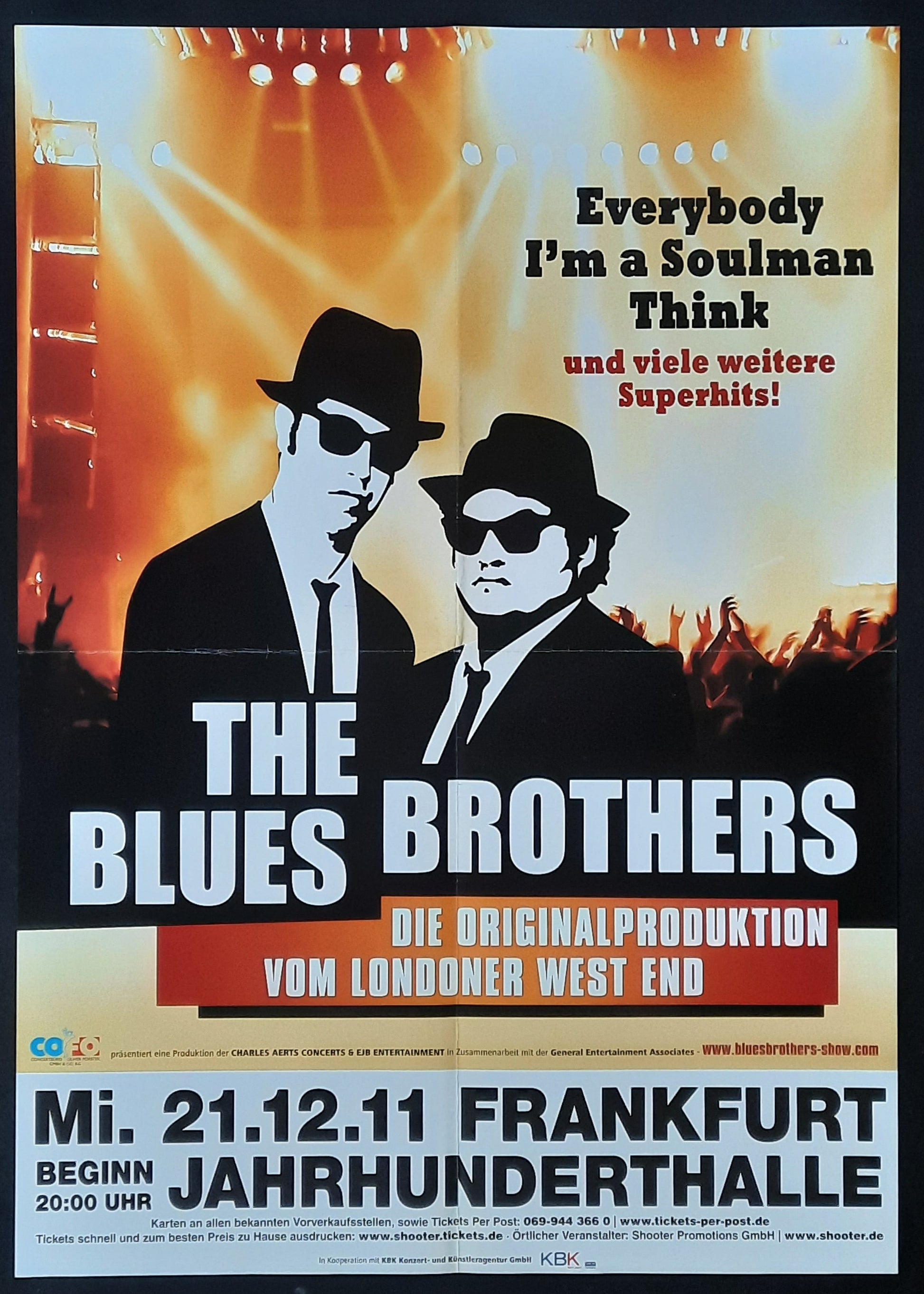 BLUES BROTHERS 2011 Original Show Poster -December 21 Frankfurt Germany