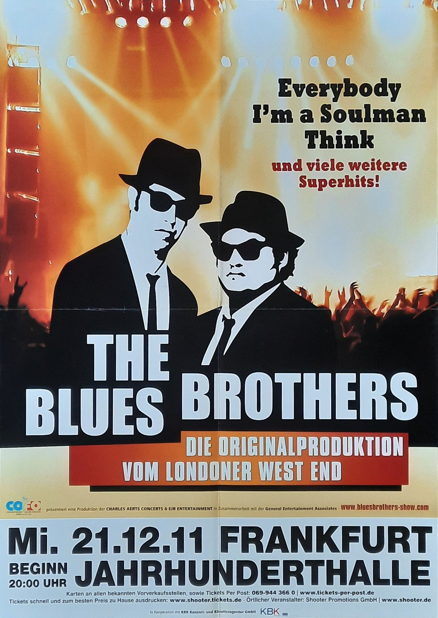 BLUES BROTHERS 2011 Original Show Poster -December 21 Frankfurt Germany