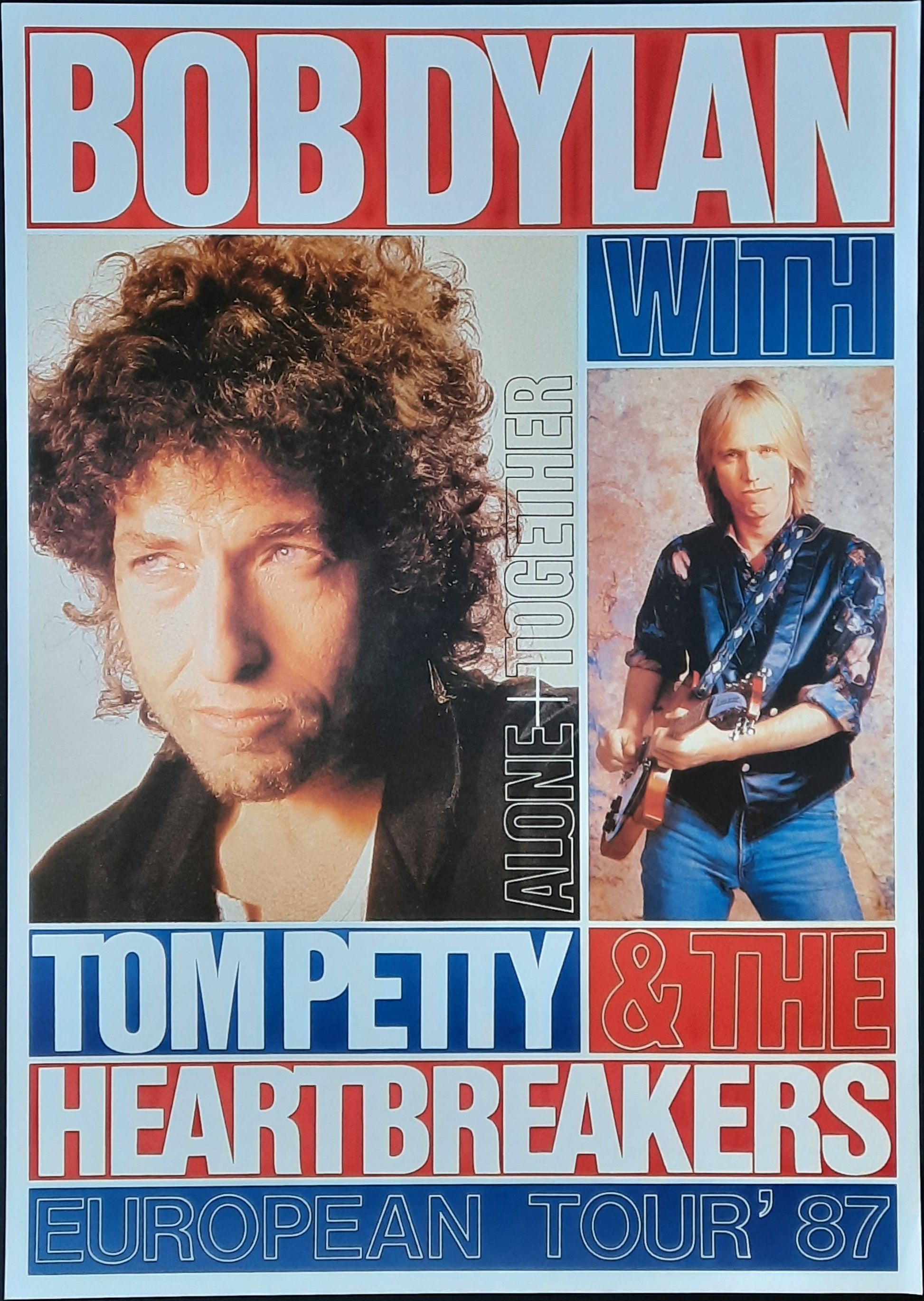 BOB DYLAN - TOM PETTY Original Concert Poster 1987 European Tour 1