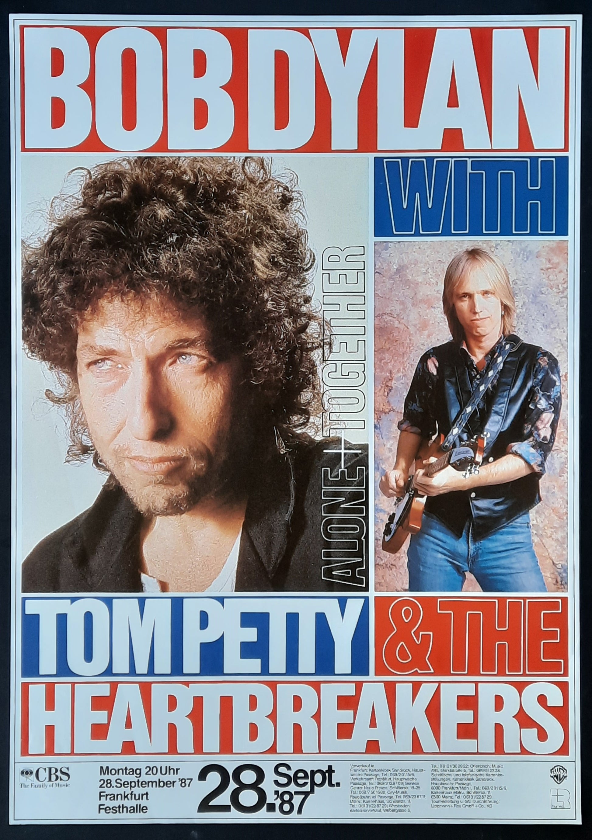 BOB DYLAN - TOM PETTY Original Concert Poster September 28, 1987 Frankfurt Germany 1