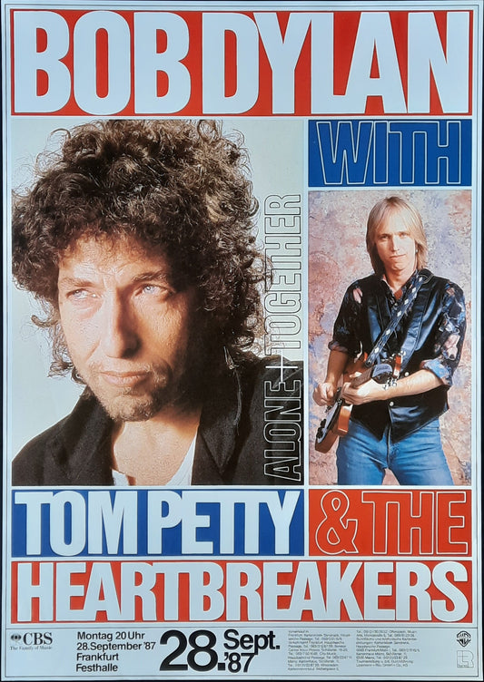 BOB DYLAN - TOM PETTY Original Concert Poster September 28, 1987 Frankfurt Germany 1