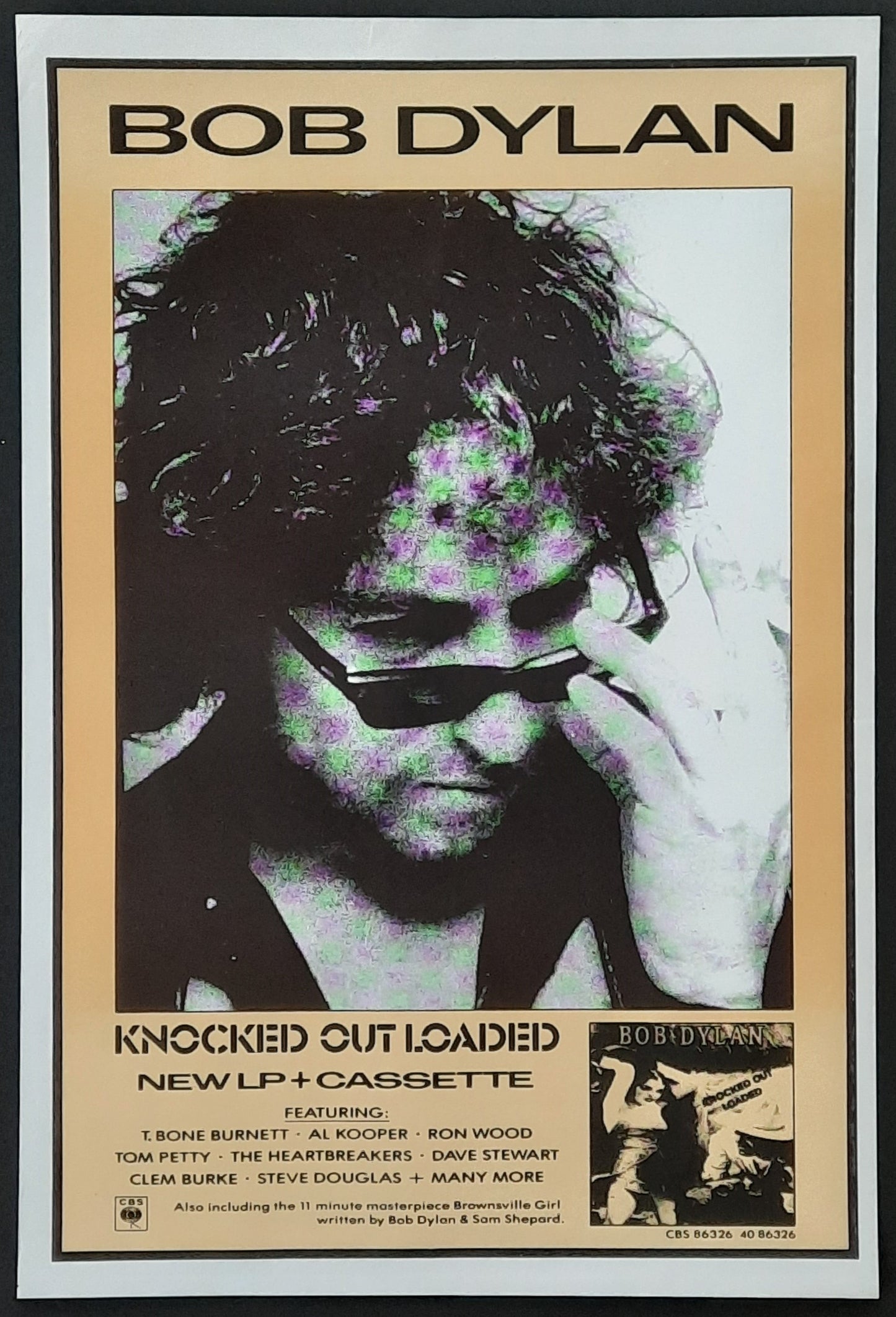 BOB DYLAN 1986 Original Promotion Poster - Album KNOCKED OUT