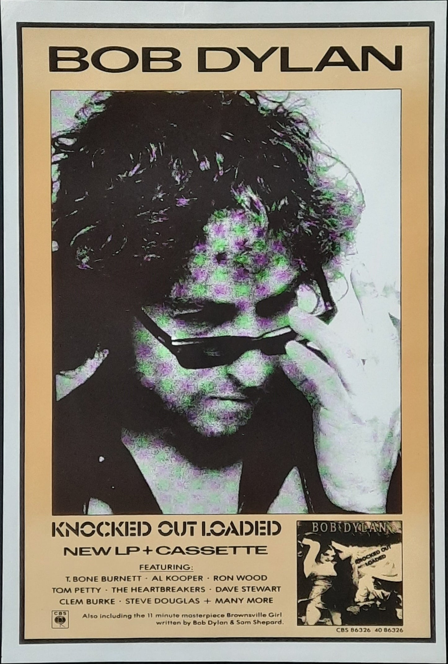 BOB DYLAN 1986 Original Promotion Poster - Album KNOCKED OUT