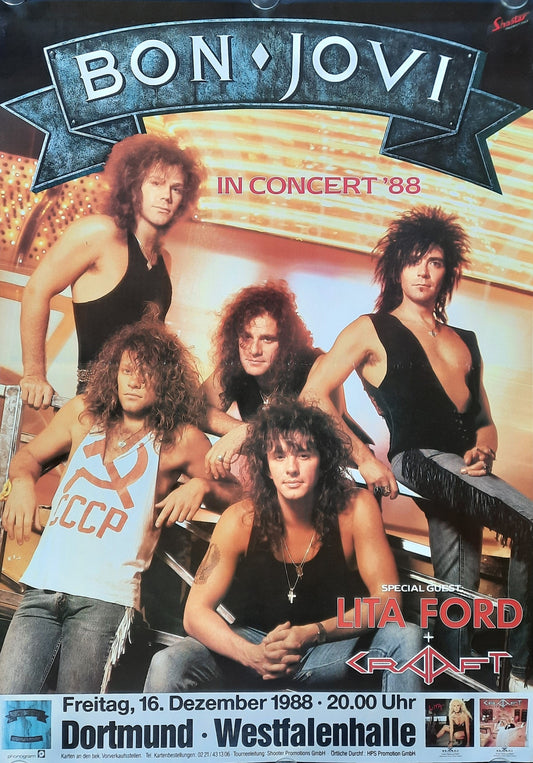BON JOVI Original Concert Poster December 16, 1988 Dortmund Germany SUBWAY POSTER 1