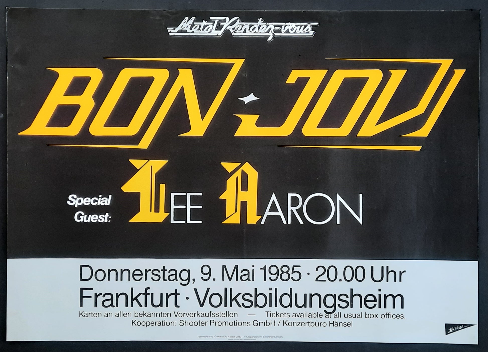 BON JOVI Original Concert Poster May 9, 1985 Frankfurt Germany 1