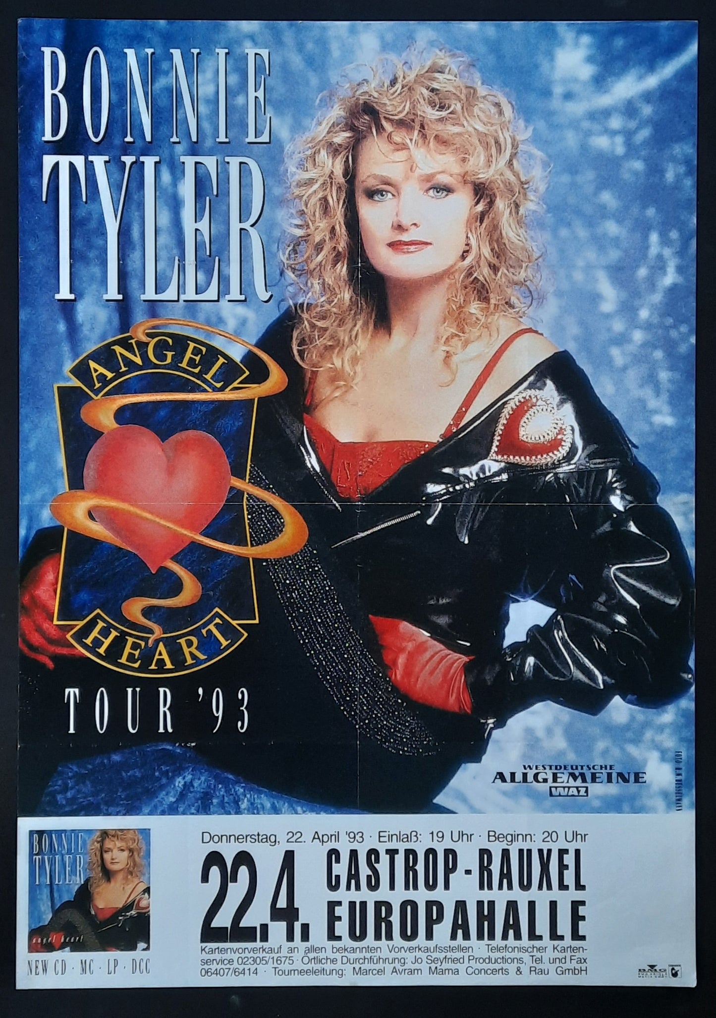 BONNIE TYLER Original Concert Poster April 22, 1993 Castrop-Rauxel Germany