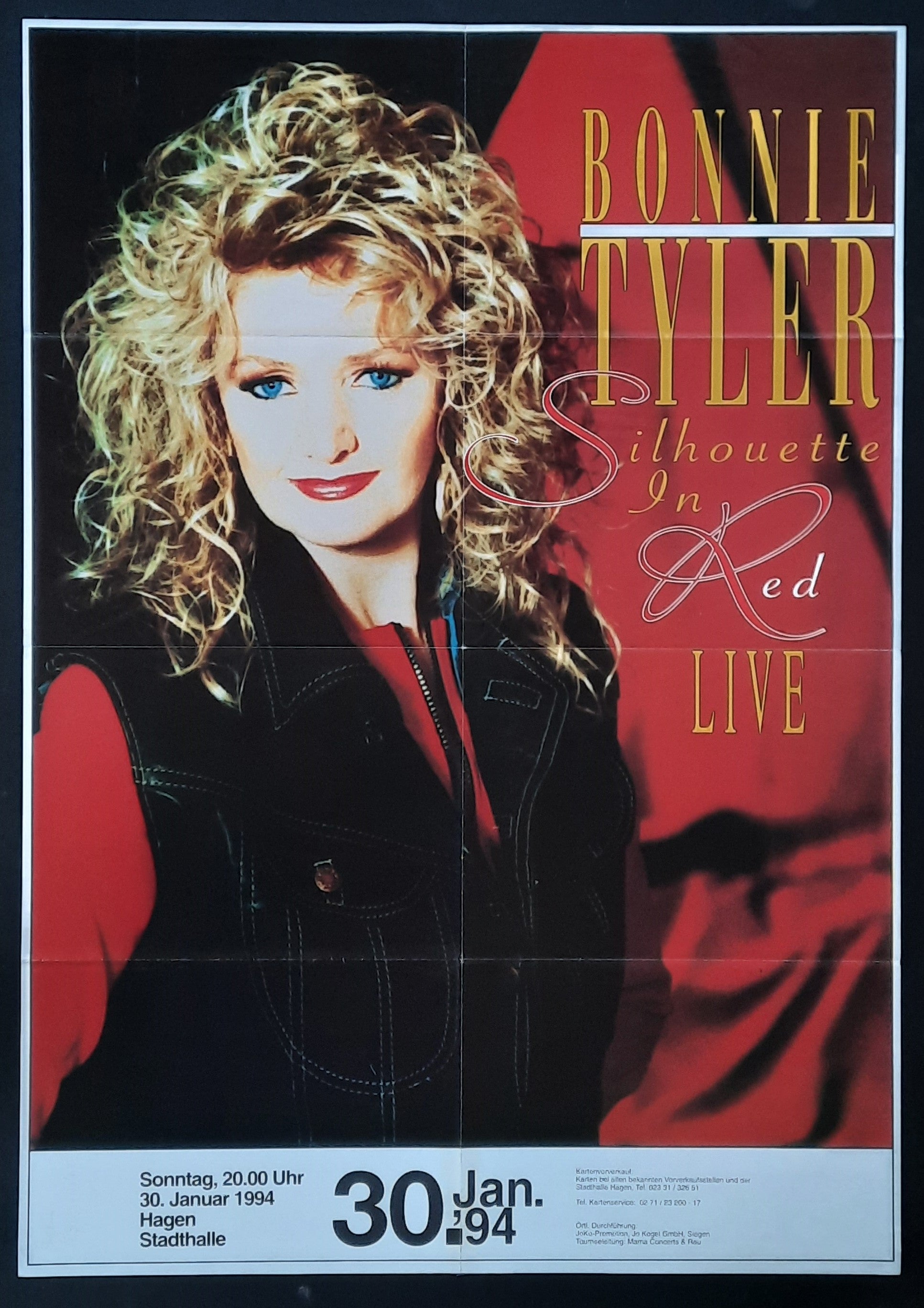 BONNIE TYLER Original Concert Poster January 30, 1994 Hagen Germany
