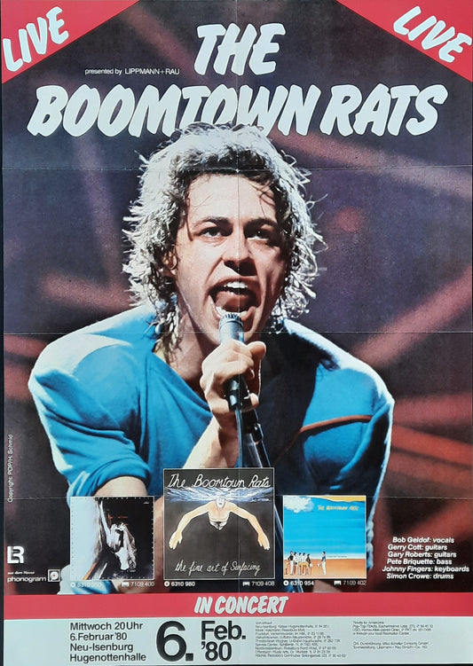 BOOMTOWN RATS Original Concert Poster February 6, 1980 Neu Isenburg Germany