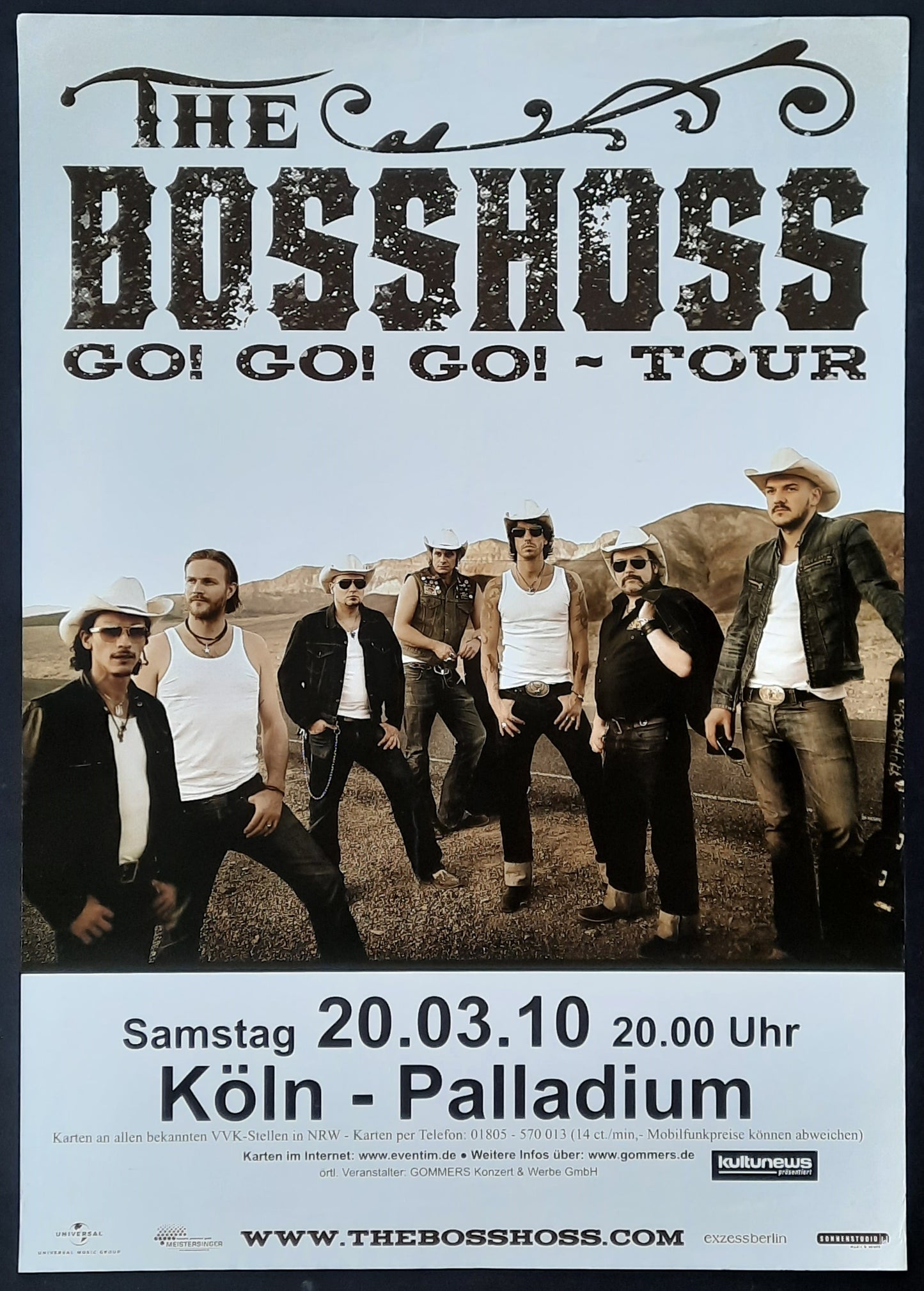 BOSSHOSS Original Concert Poster March 20, 2010 Cologne Germany