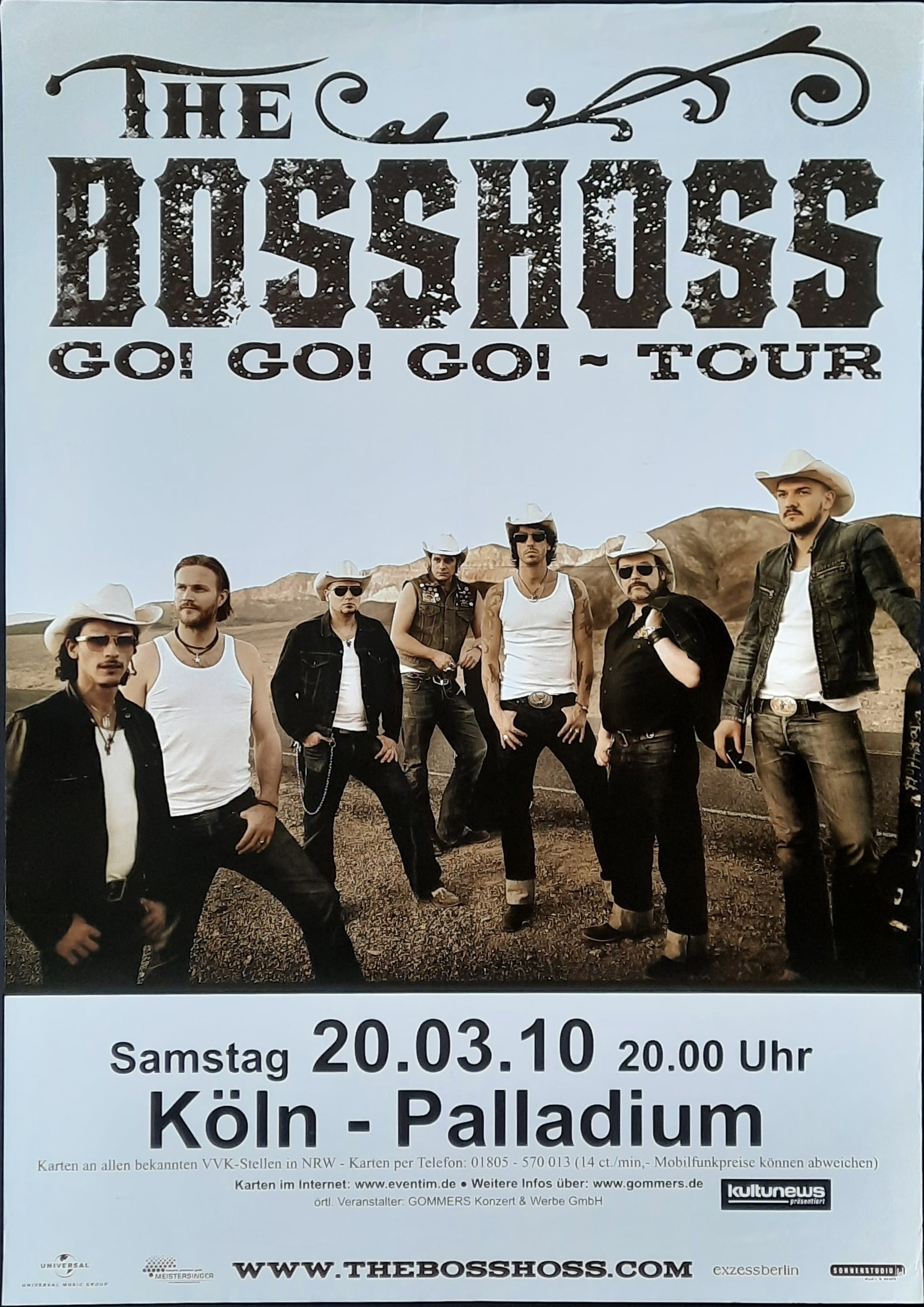 BOSSHOSS Original Concert Poster March 20, 2010 Cologne Germany