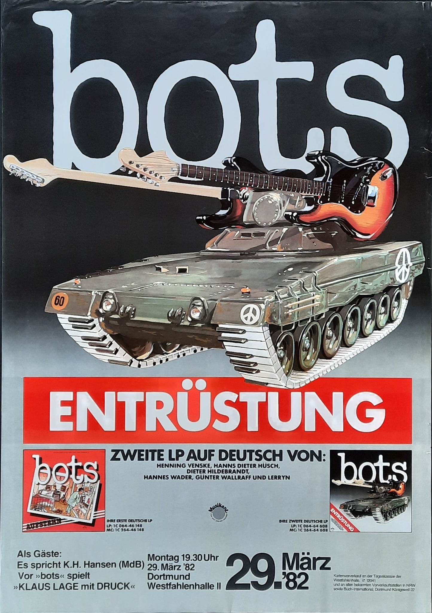 BOTS Original Concert Poster March 29, 1982 Dortmund Germany