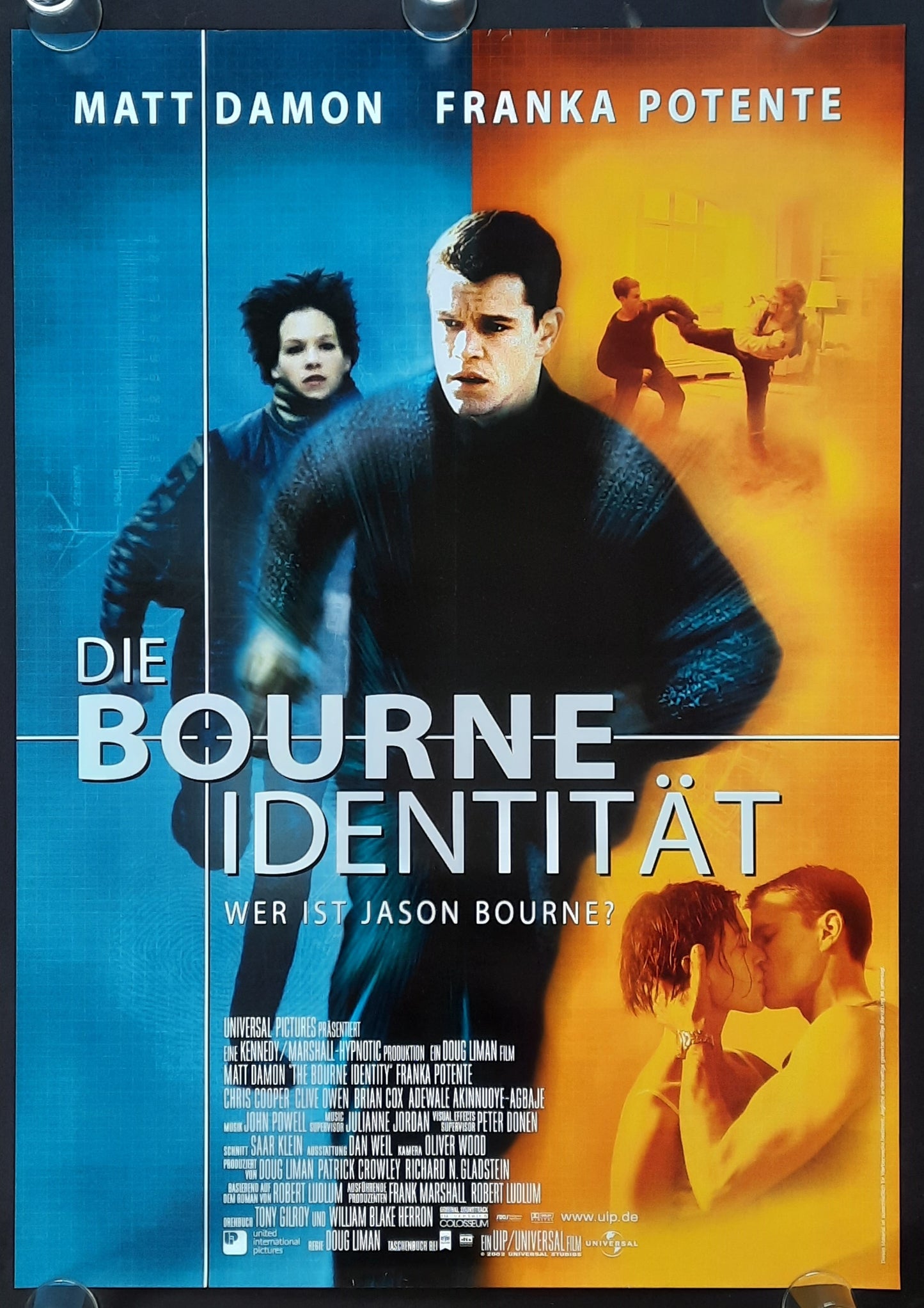 BOURNE IDENTITY Original Movie Poster 2002 Damon Potente German 1-Sheet ROLLED