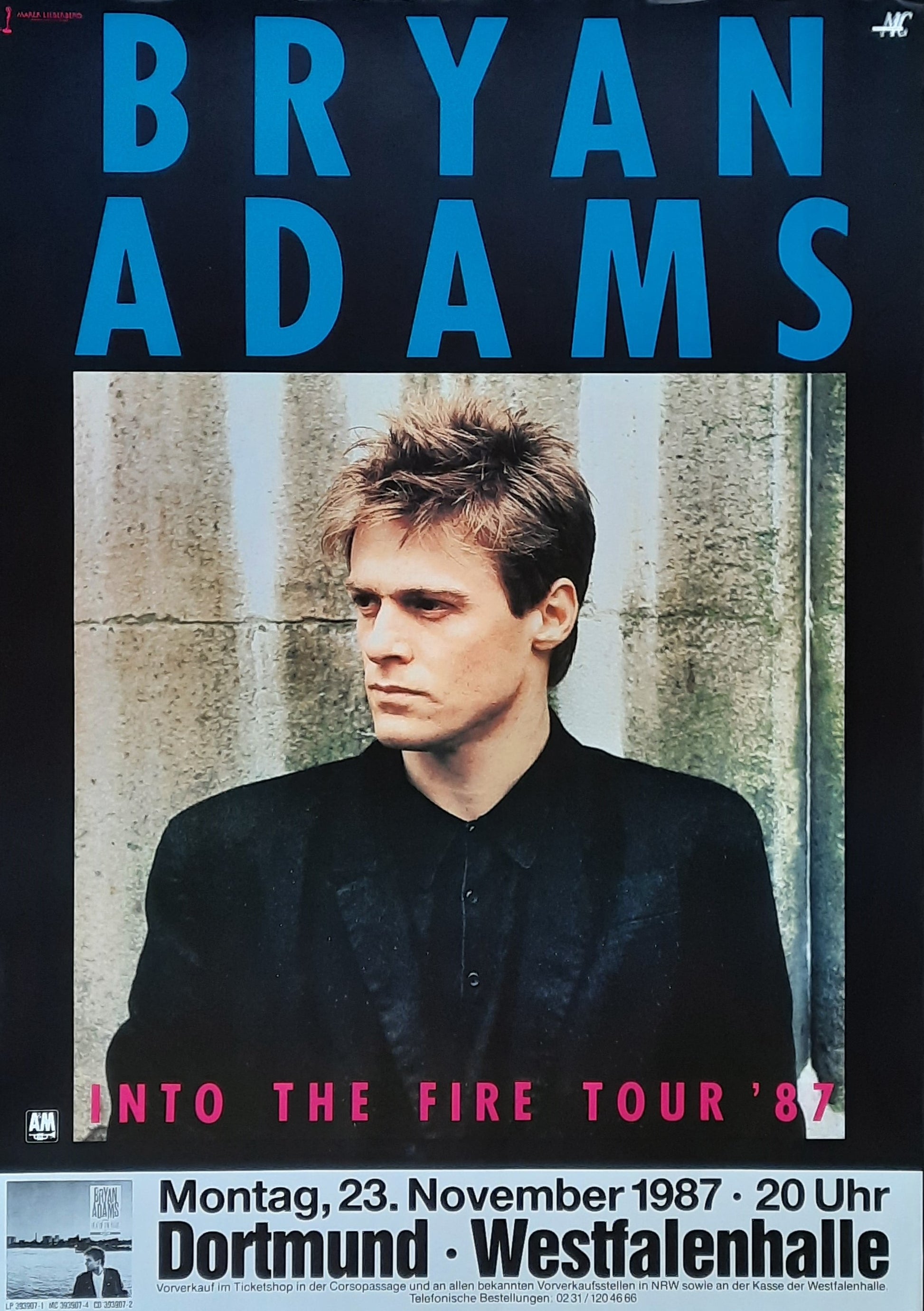BRYAN ADAMS Original Concert Poster November 23, 1987 Dortmund Germany