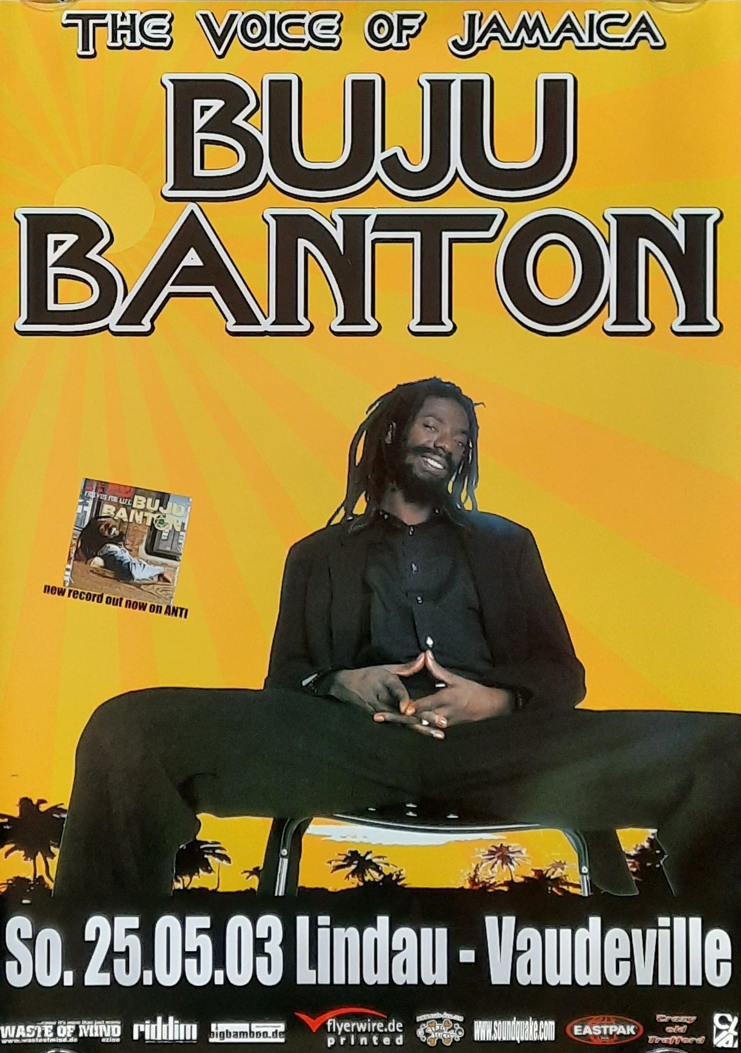BUJU BANTON Original Concert Poster May 25, 2003 Lindau Germany 42 x 59