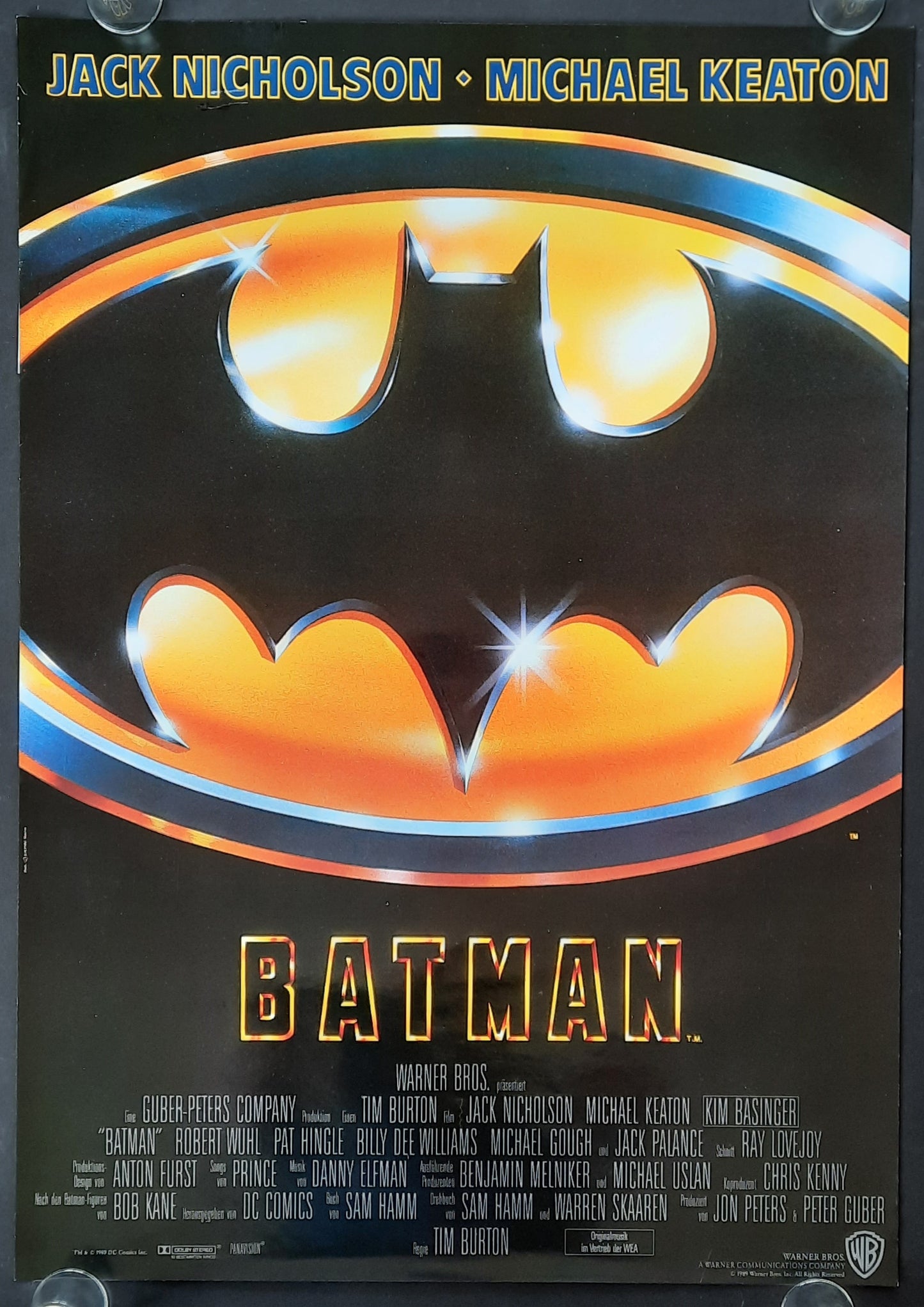 BATMAN Original Movie Poster 1989 Michael Keaton Jack Nicholson German 1-Sheet ROLLED