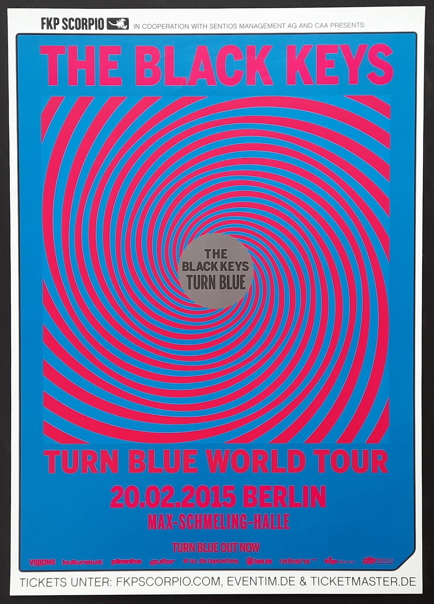 BLACK KEYS 2015 "Turn Blue" Concert Poster Germany Berlin CANCELLED SHOW