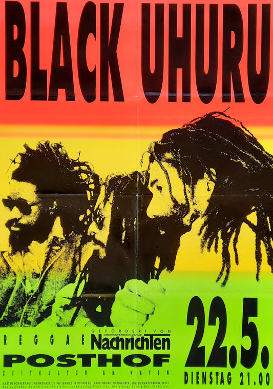 BLACK UHURU 1990 Concert Poster May 22th Linz Austria 1st print