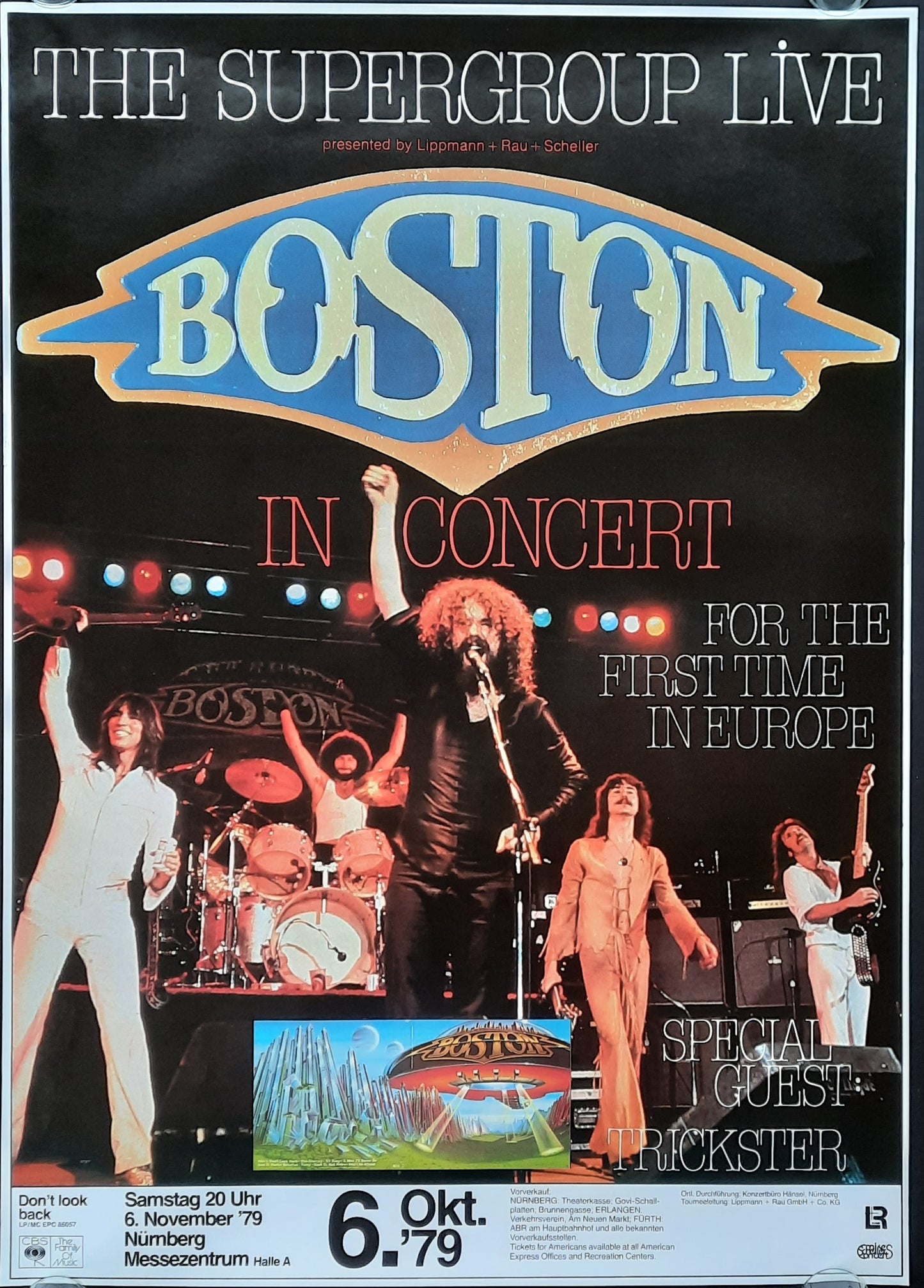 BOSTON Original Concert Poster October 6, 1978 Nürnberg Germany