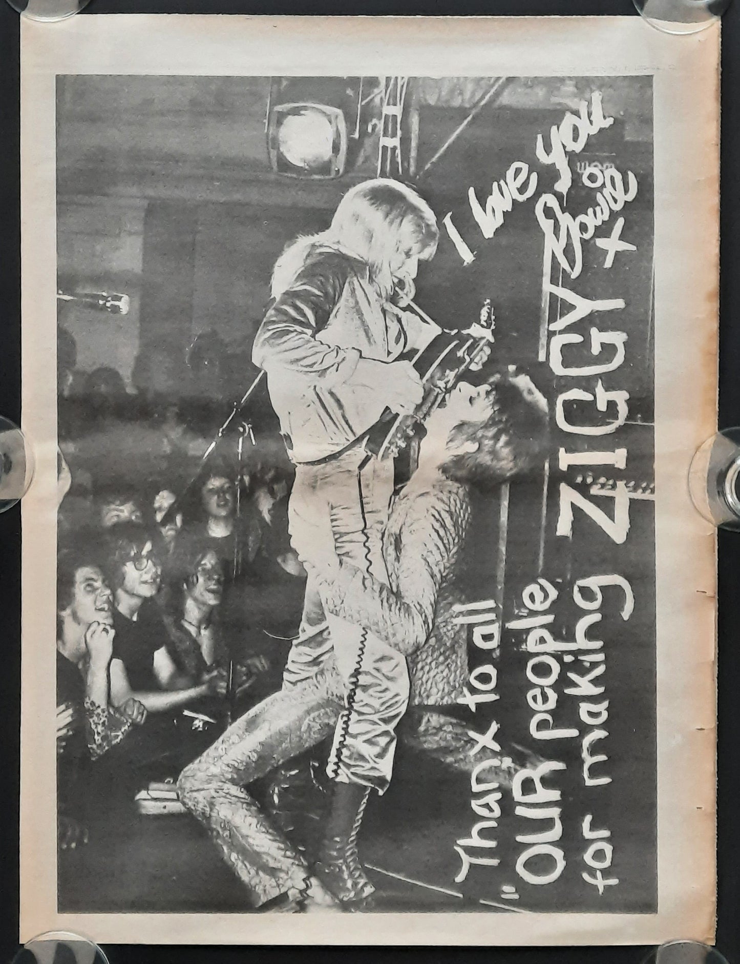 DAVID BOWIE 1972 Press Advertisement "We love Bowie + Ziggy" RARE!!! 11 x 15