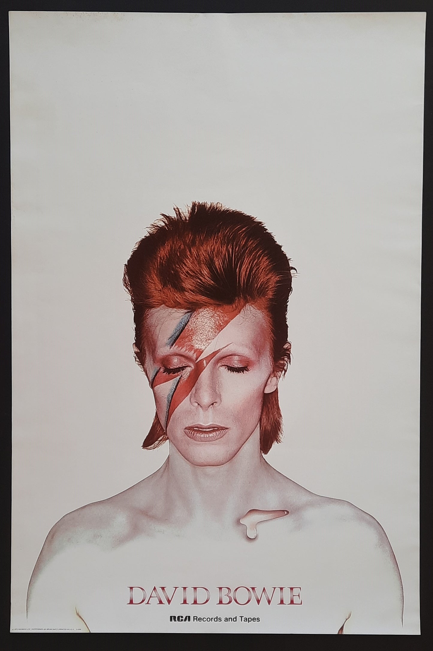 DAVID BOWIE 1973 Promotion Poster Album "Aladdin Sane" 1st Print by DUFFY