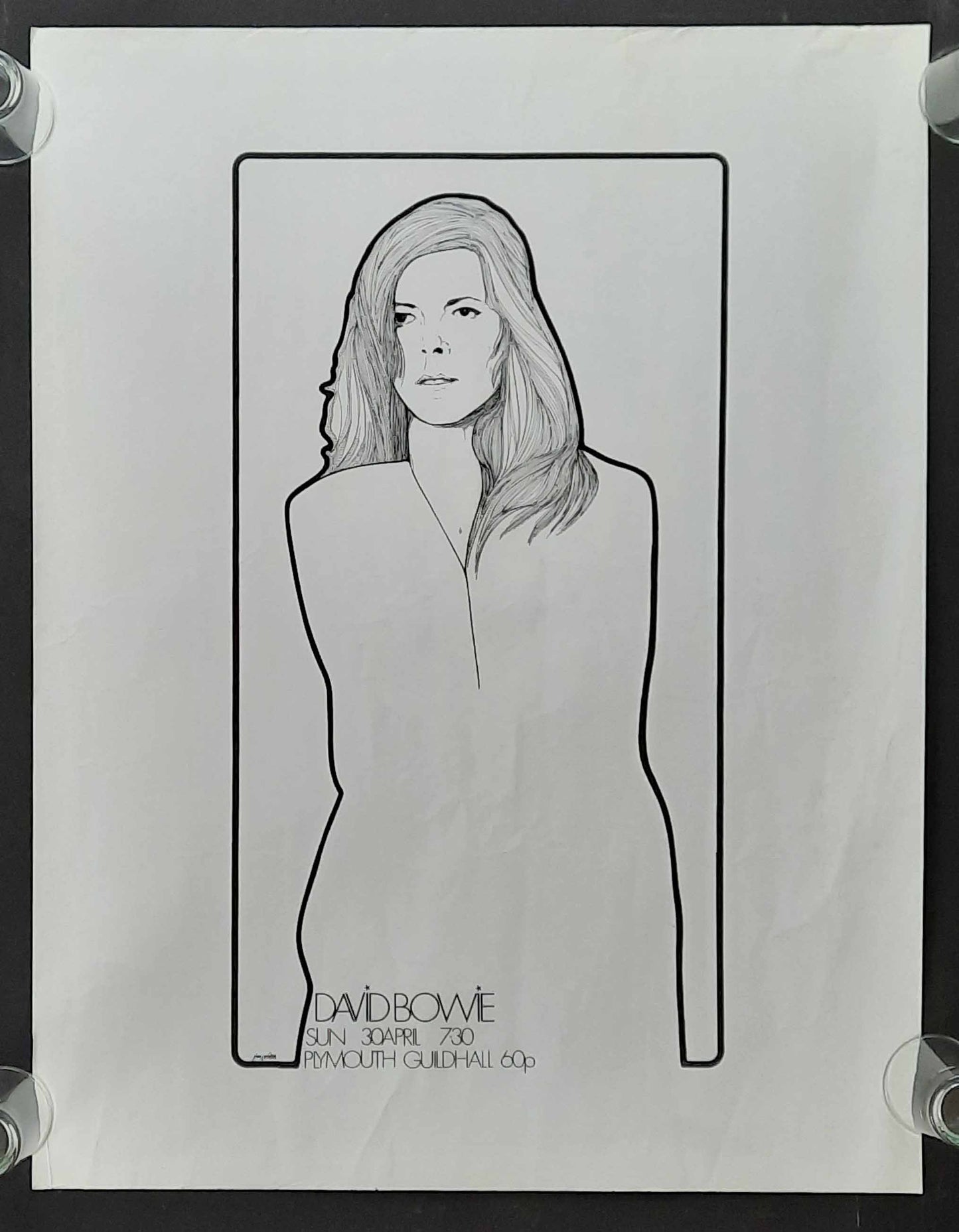 DAVID BOWIE 1972 Concert Poster Apr 30th Plymouth 1st print!