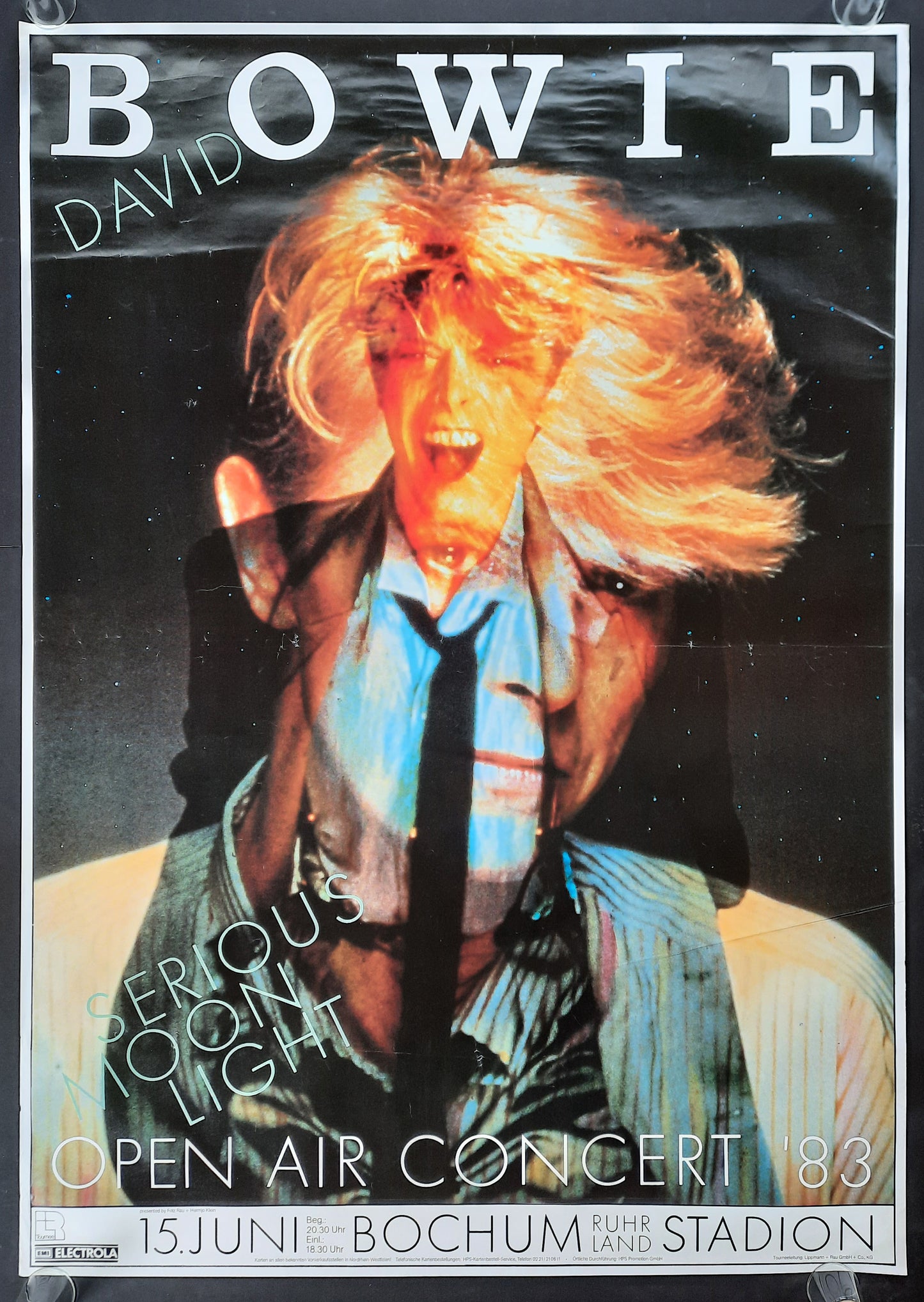 DAVID BOWIE 1983 Concert Poster Bochum Germany by Kieser 33'' x 46'' SUBWAY POSTER