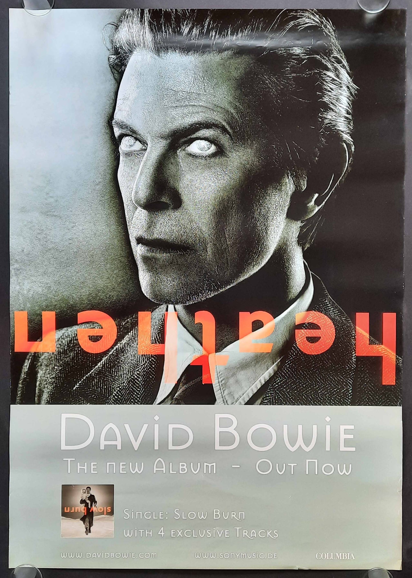 DAVID BOWIE 2002 Promotion Poster Album "Heathen" 1st print! 23 x 33