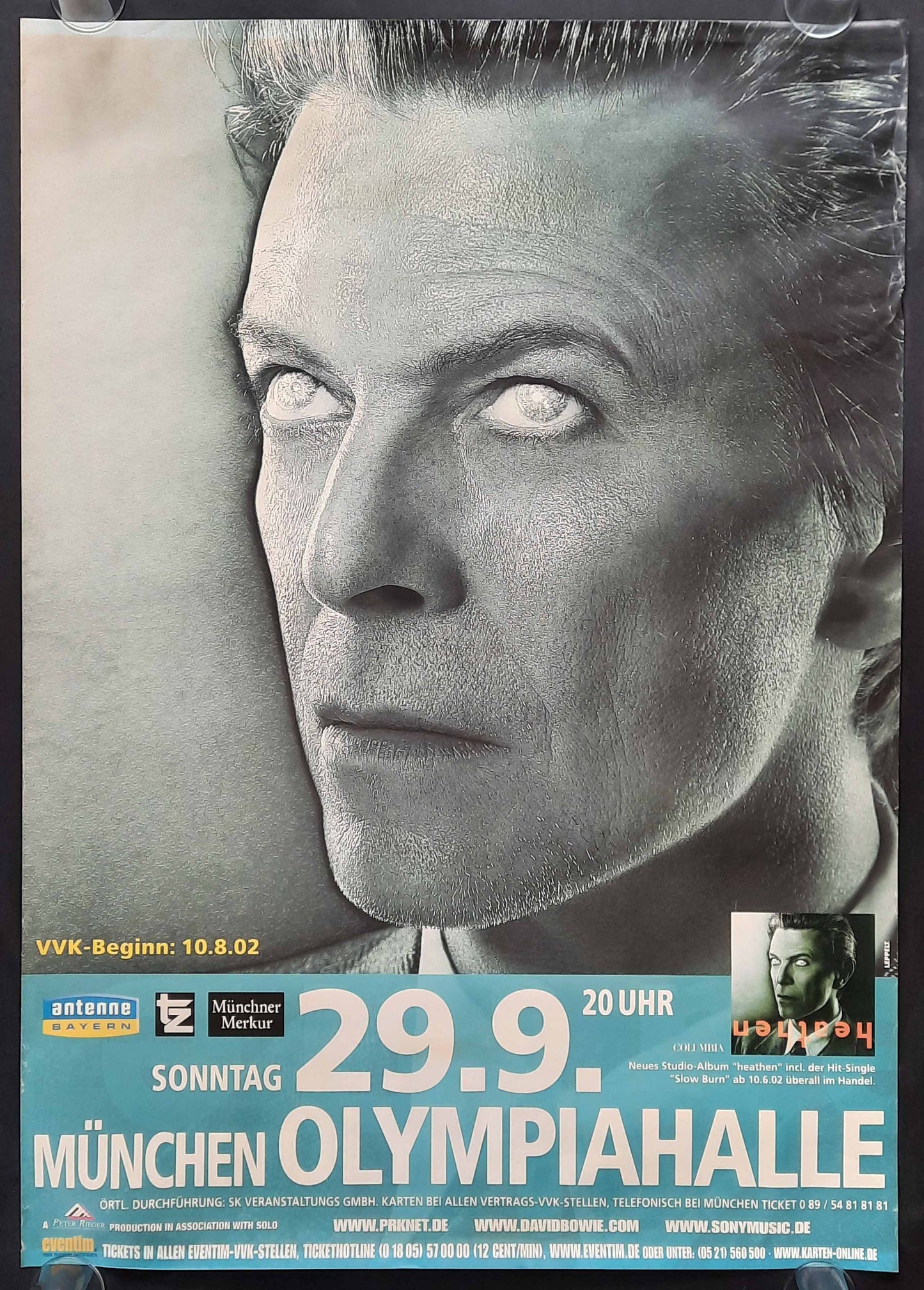 DAVID BOWIE 2002 Concert Poster Sep 29th Munich Germany 1st print!