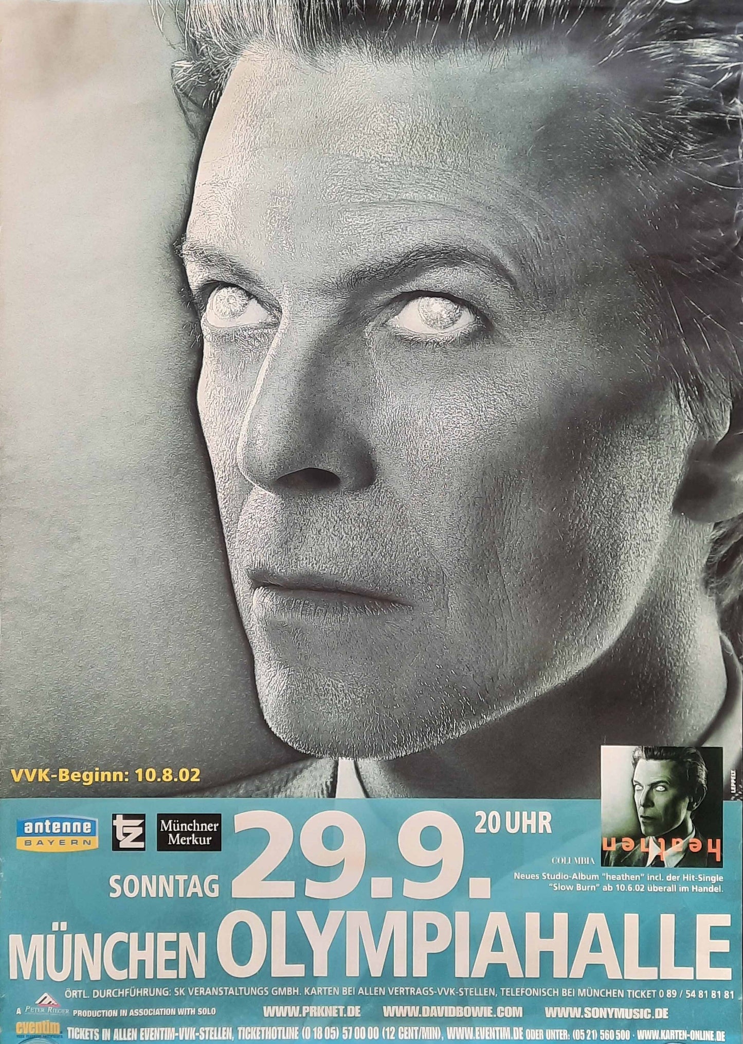 DAVID BOWIE 2002 Concert Poster Sep 29th Munich Germany 1st print!