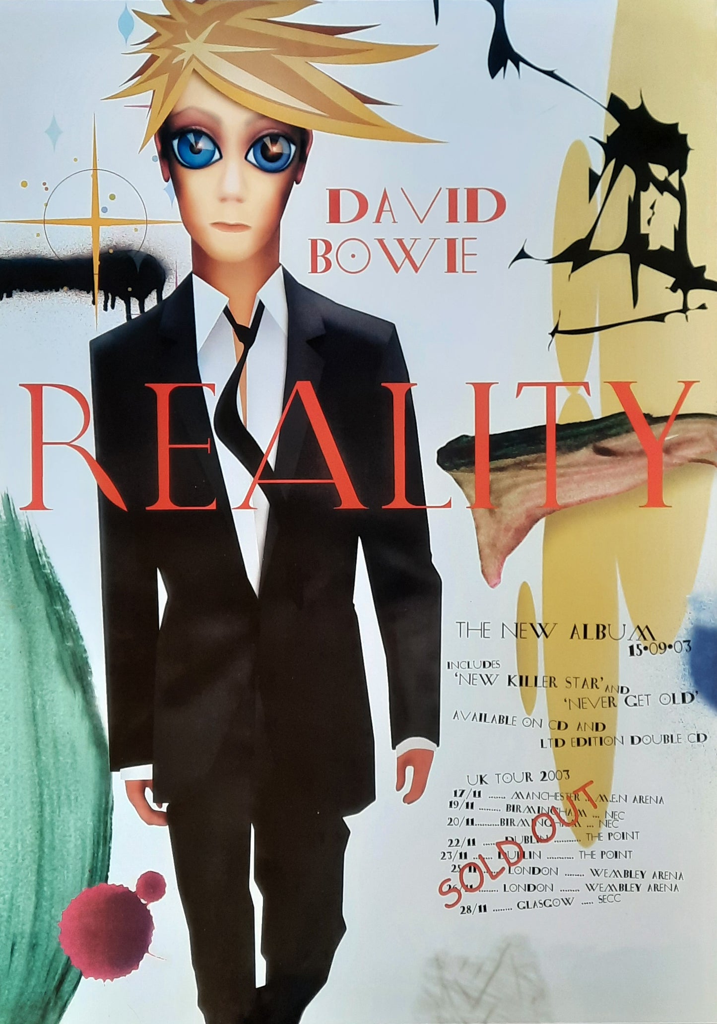 DAVID BOWIE 2003 Promotion Poster Reality Album "UK Shows"