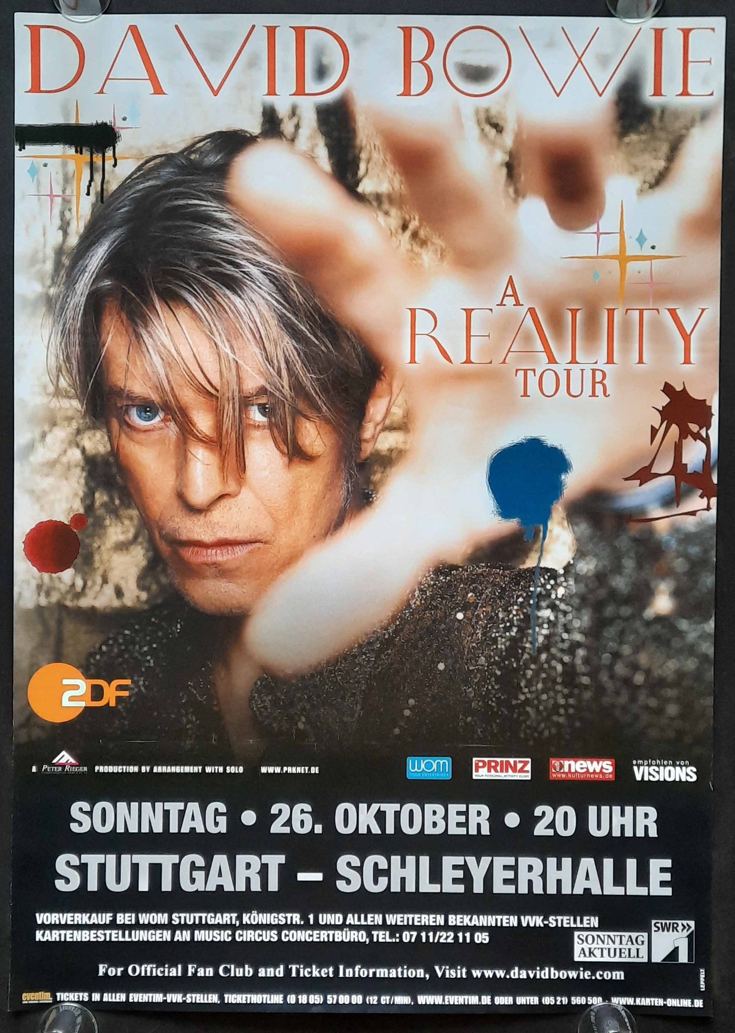 DAVID BOWIE 2003 Concert Poster Okt 26th Stuttgart Germany 1st print 22 x 33