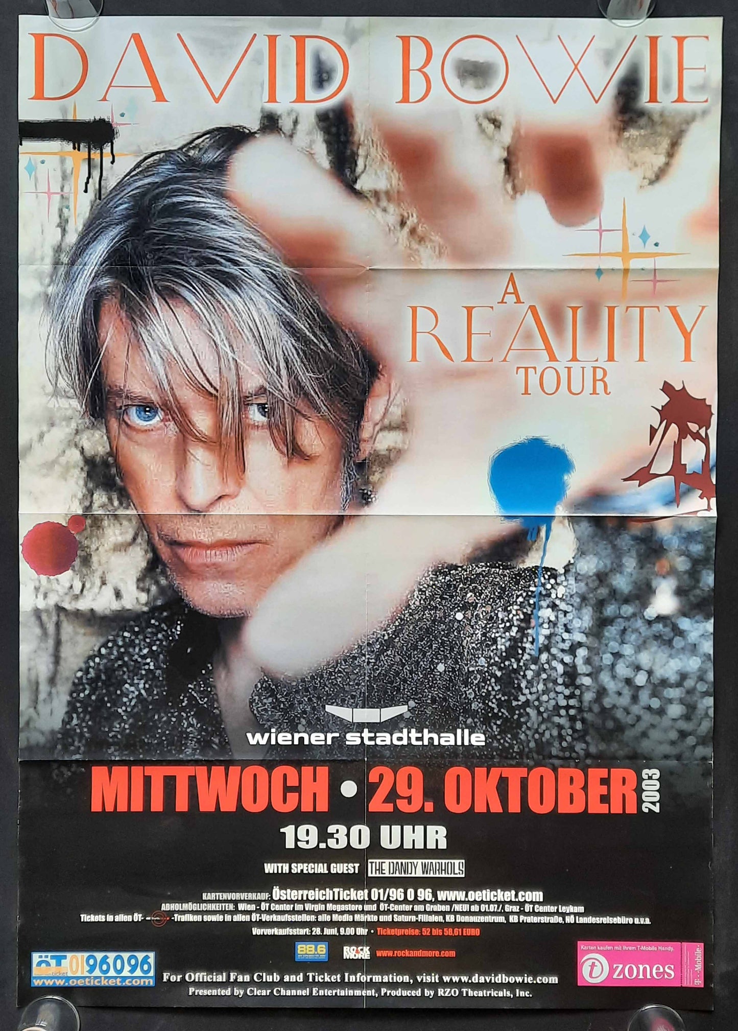 DAVID BOWIE 2003 Concert Poster Okt 29th Vienna Austria 1st print 22 x 33