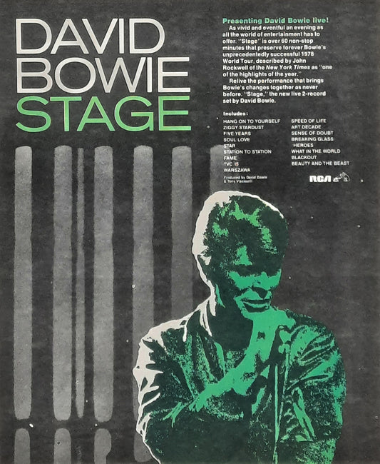 DAVID BOWIE 1978 Promotion Poster/Press Ad "Stage" Album