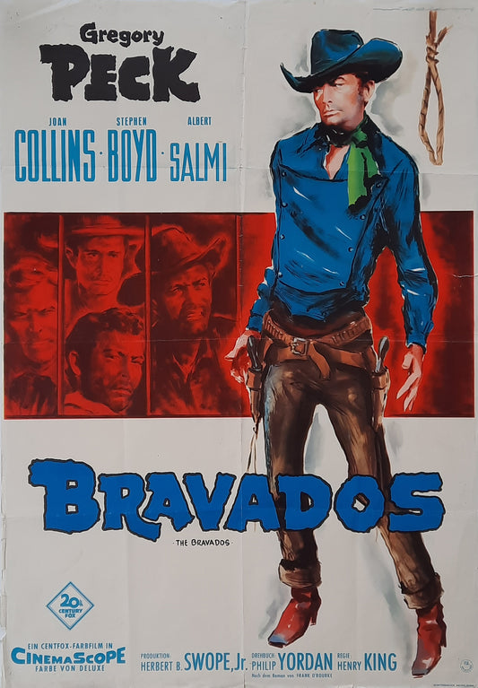 BRAVADOS 1958 Gregory Peck German 1-Sheet Movie Poster